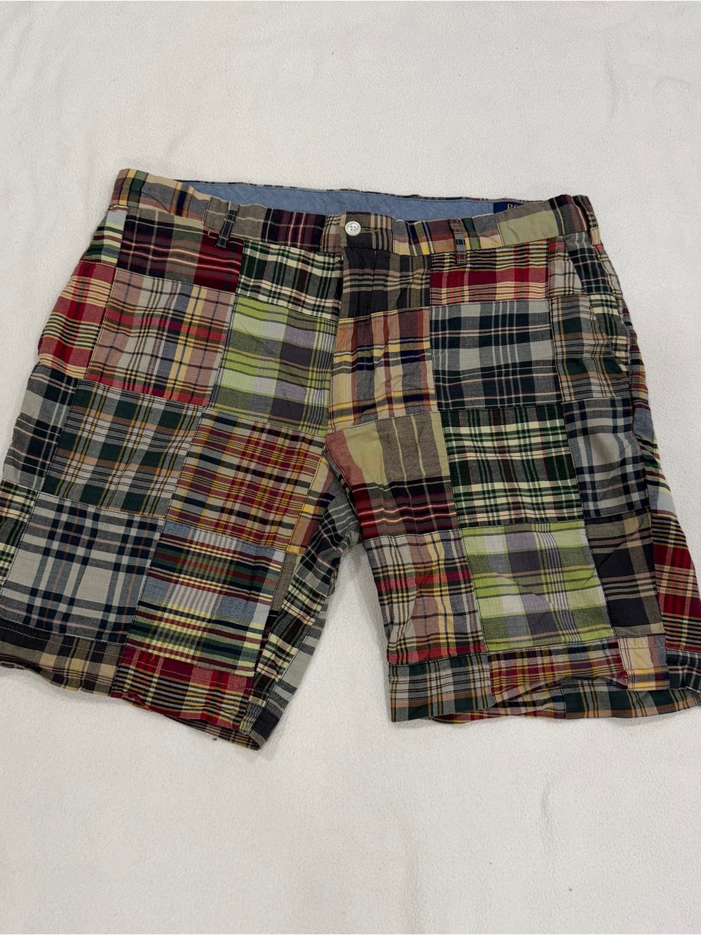 Polo Ralph Lauren Mens 36 Patchwork Madras Shorts Classic Fit Plaid Multi Color
